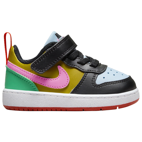 

Boys Nike Nike Court Borough Low Recraft - Boys' Toddler Running Shoe Black/Playful Pink/Bronzine Size 02.0