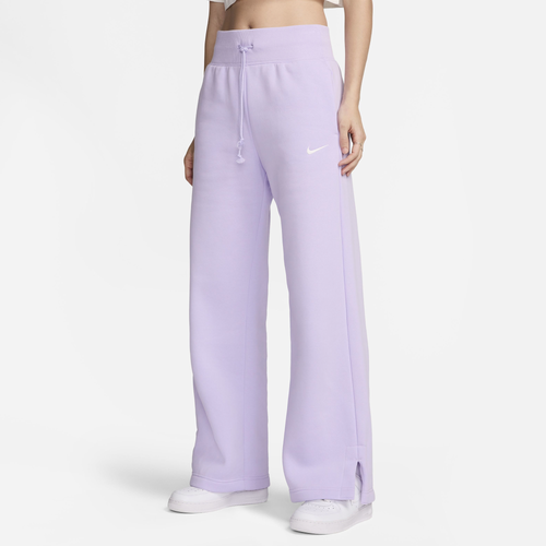 Shop Nike Womens  Phoenix High Rise Wide Pants In Violet Mist/sail