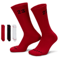 Jordan 3 Pack Essential Crew Socks - Jordan Red/Black