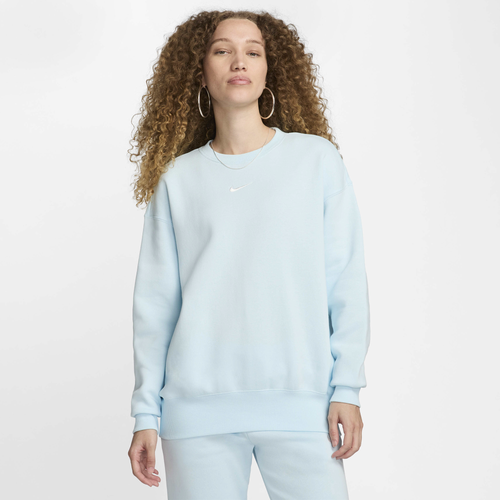 

Nike Womens Nike Phoenix OS Fleece Crew - Womens Sail/Glacier Blue Size M