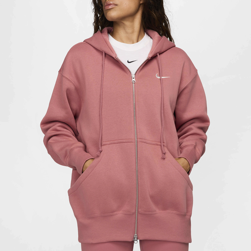 

Nike Womens Nike Phoenix Fleece Long Sleeve Full-Zip - Womens Canyon Pink/Sail Size S