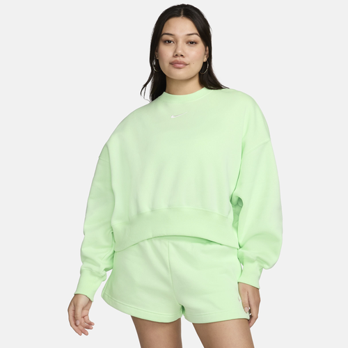 Shop Nike Womens  Phoenix Fleece Crew In Vapor Green/sail