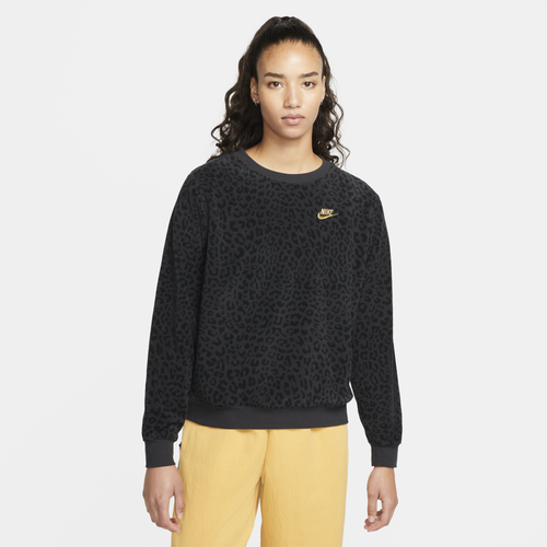 

Nike Sportswear Womens Nike Sportswear Leopard Graphic Fleece Crew - Womens Black Size S