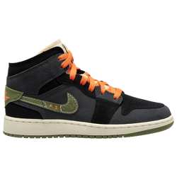 Boys' Grade School - Jordan AJ 1 Mid SE Craft - Grey/Black/Olive