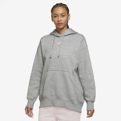 Women's - Nike Phoenix Fleece OS  Pullover Hoodie - White/Dark Grey Heather