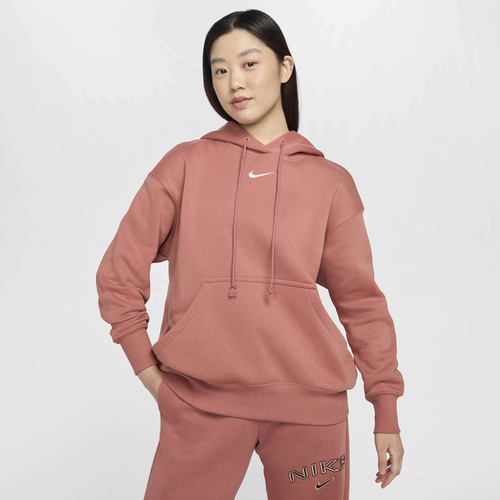 

Nike Womens Nike Phoenix Fleece OS Pullover Hoodie - Womens Canyon Pink/Sail Size L