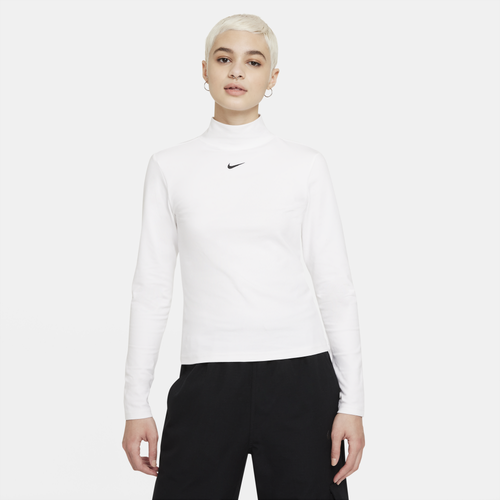 

Nike Womens Nike NSW Essential Mock Long Sleeve - Womens White/Black Size XS