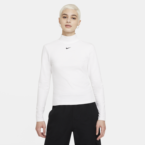 

Nike Womens Nike NSW Essential Mock Long Sleeve - Womens White/Black Size XL