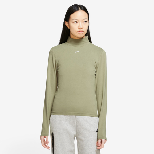 

Nike Womens Nike NSW Essential Mock Long Sleeve - Womens Green/White Size S