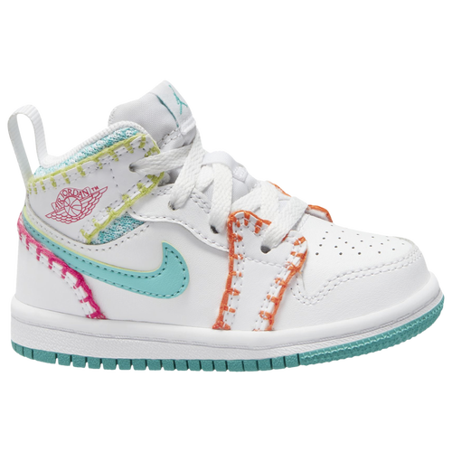 

Jordan Boys Jordan AJ 1 Mid SE - Boys' Toddler Basketball Shoes White/Washed Teal/Rush Pink Size 10.0