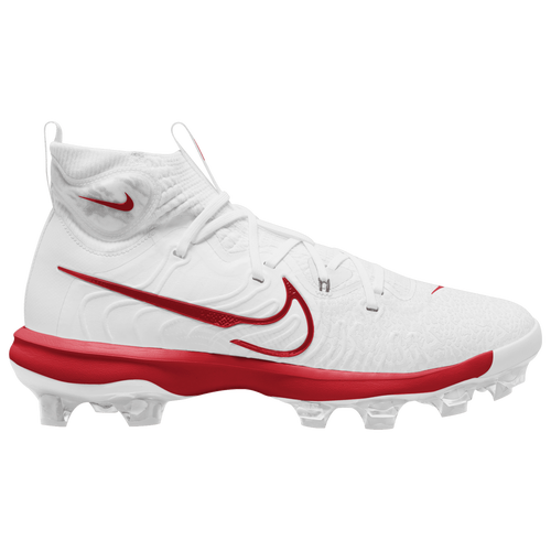 

Nike Mens Nike Alpha Huarache NXT MCS Cleats - Mens Baseball Shoes White/University Red/Pure Platinum Size 8.0