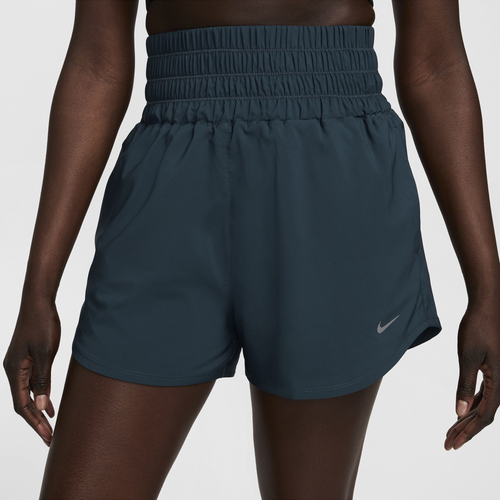 Nike Women's One Dri-fit Ultra High-waisted 3" Brief-lined Shorts In Armory Navy/reflective Silver