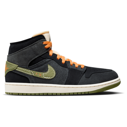 

Jordan Mens Jordan AJ 1 Mid SE - Mens Basketball Shoes Grey/Black/Green Size 10.5