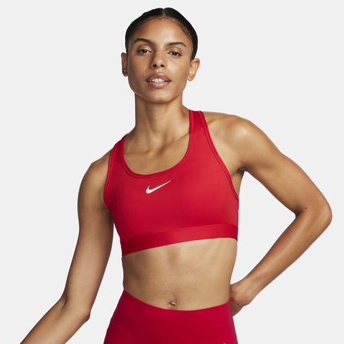 

Nike Womens Nike Dri-FIT Swoosh Medium Support Bra - Womens University Red/White Size S