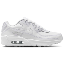 Boys' Grade School - Nike Air Max 90  - White/White/Metallic Silver