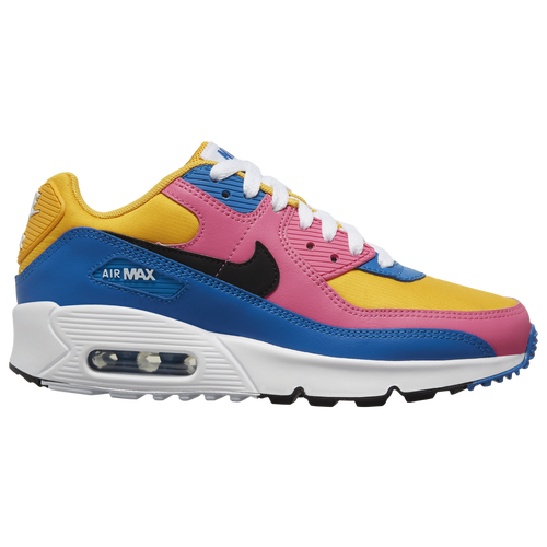 Nike Air Max 90 - Boys' Grade School Running Shoes - University Gold / Black / Battle Blue - CD6864-700