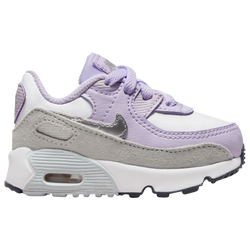 Girls' Toddler - Nike Air Max 90 - White/Metallic Silver/Violet Frost