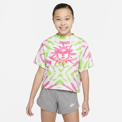 Girls' Grade School - Nike Boxy Tie-Dye T-Shirt - White/Sunset Pulse/Green Strike