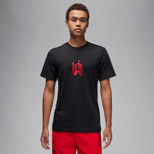 

Jordan Mens Jordan Graphic SS Crew - Mens Black/Gym Red Size XS