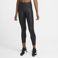 Women's - Nike One 7/8 Faux Leather Legging - Black/Black