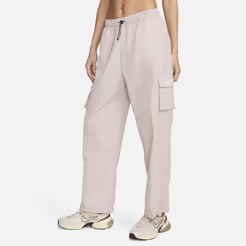 Shop Nike Womens  Essential Woven Hr Cargo Pants In Platinum Violet/sail