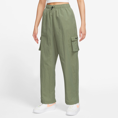 Shop Nike Womens  Essential Woven Hr Cargo Pants In Green/black