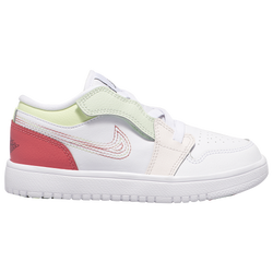 Girls' Preschool - Jordan AJ 1 Low - White/Black/Ember Glow/Barely Volt