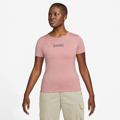 Shop Jordan Womens  Slim Graphic Short Sleeve T-shirt In Mauve/red Stardust