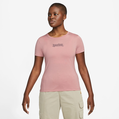 

Jordan Womens Jordan Slim Graphic Short Sleeve T-Shirt - Womens Mauve/Red Stardust Size XL
