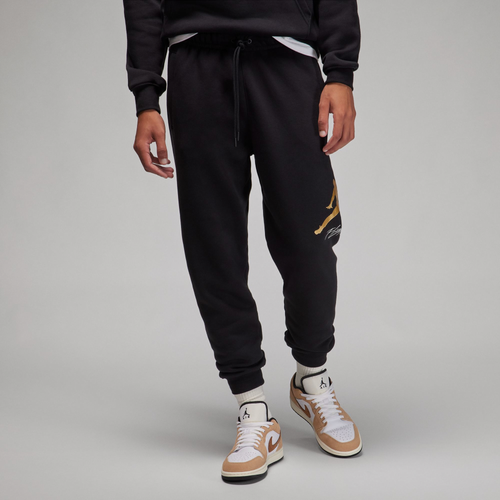 Jordan Mens  Essential Fleece Baseline Pants In Black/gold