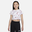 Nike Swoosh Crop T-Shirt - Girls' Grade School White/White