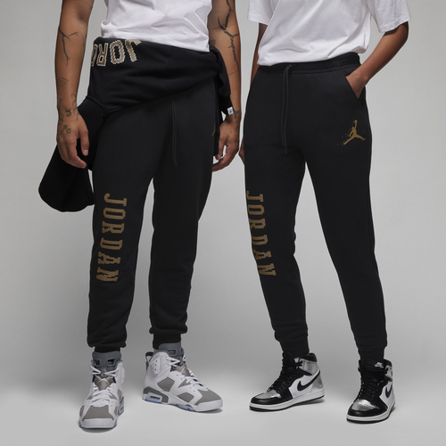 Jordan Mens  Essential Member Holiday Fleece Pants In Metallic Gold/black