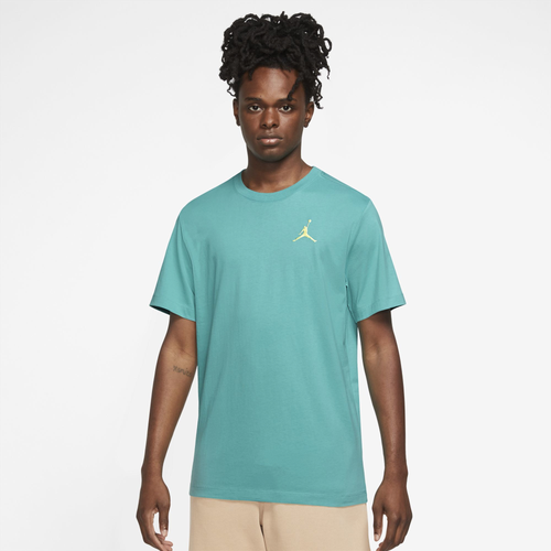 

Jordan Mens Jordan Jumpman Embroidered T-Shirt - Mens Washed Teal/Citron Tint Size M