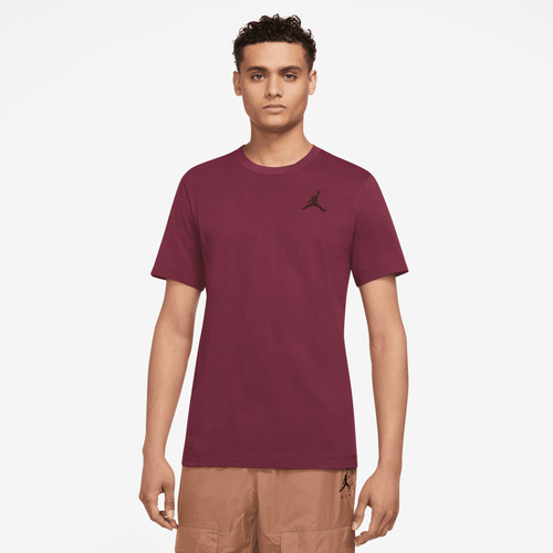 Jordan Mens  Jumpman Embroidered T-shirt In Cherrywood Red/black