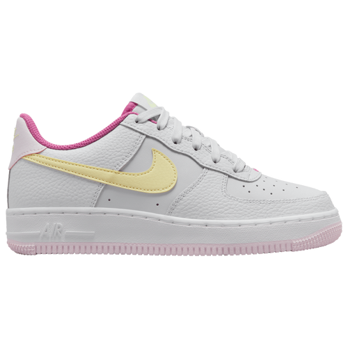 

Nike Girls Nike Air Force 1 - Girls' Grade School Basketball Shoes Football Grey/Citron Tint/Cosmic Fuchsia Size 5.0