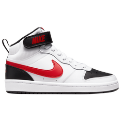 Boys' Grade School - Nike Court Borough Mid 2 - White/University Red/Black