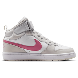 Boys' Grade School - Nike Court Borough Mid 2 - White/Peony/Vast Grey