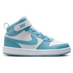 Boys' Preschool - Nike Court Borough Mid 2 - White/Denim Turq