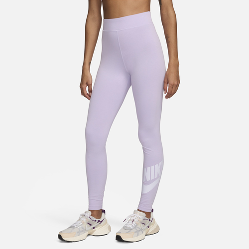 Shop Nike Womens  Nsw Classic Graphic Hr Futura Tights In Violet Mist/white