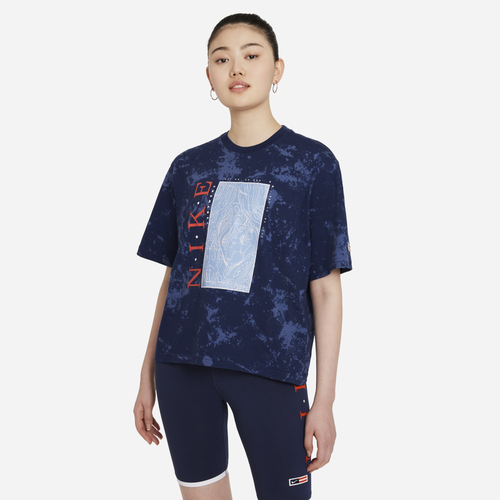 

Nike Womens Nike RWD Boxy T-Shirt - Womens Navy/Light Blue Size M