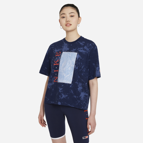 

Nike Womens Nike RWD Boxy T-Shirt - Womens Navy/Light Blue Size S