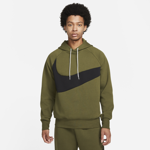 

Nike Mens Nike Swoosh Tech Fleece Pullover Hoodie - Mens Rough Green/Black Size M