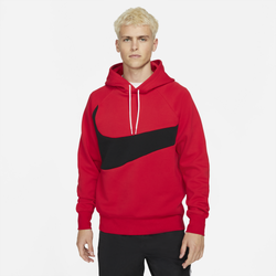 Men's - Nike Swoosh Tech Fleece Pullover Hoodie - Red/Black