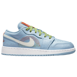 Boys' Grade School - Jordan AJ 1 Low SE - Psychic Blue/Sail/Vivid Green