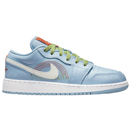 

Boys Jordan Jordan AJ 1 Low SE - Boys' Grade School Shoe Psychic Blue/Sail/Vivid Green Size 04.0