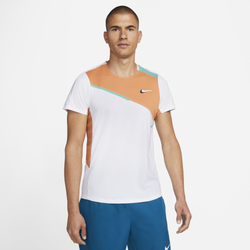 Men's - Nike Dri-FIT Slam Tennis Top - White/Hot Curry/Washed Teal
