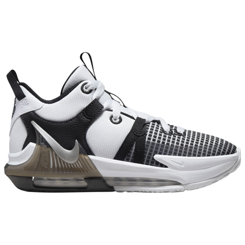 

Nike Boys Lebron James Nike Witness VII - Boys' Grade School Basketball Shoes Metallic Silver/Black/White Size 04.0