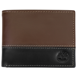 Men's - Timberland Hunter Two-Tone Leather Commuter Wallet - Black/Brown
