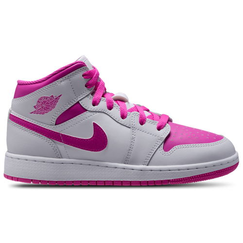 

Girls Jordan Jordan AJ 1 Fund Mid - Girls' Grade School Basketball Shoe White/Pink/Grey Size 04.0