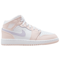 Girls' Grade School - Jordan AJ 1 Mid - White/Purple/Pink